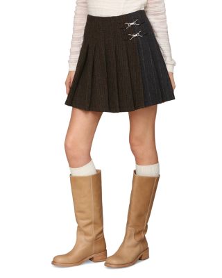 Mixed Pattern Pleated Mini Skirt