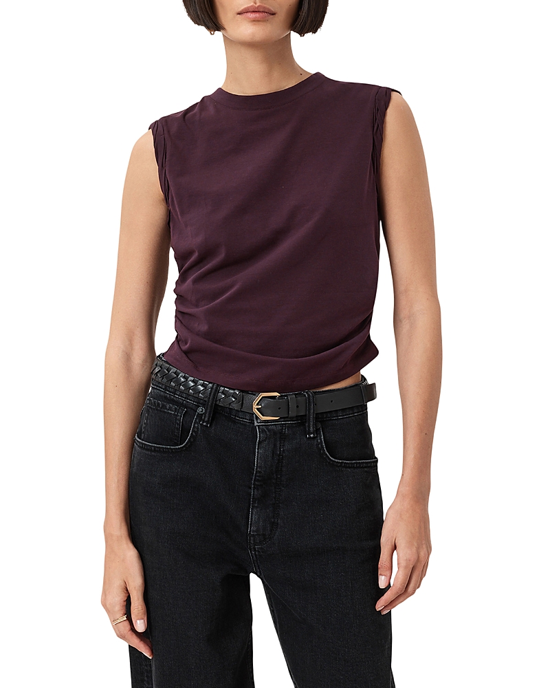 Allsaints West Sleeveless Tank Top In Burgundy