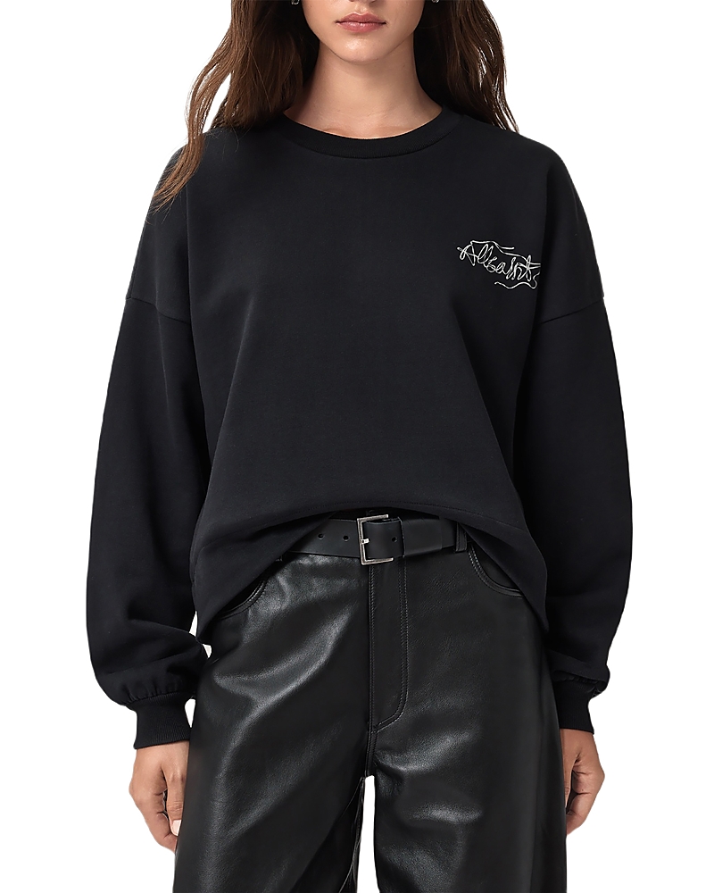 Allsaints Reel Lila Oversized Sweatshirt In Black
