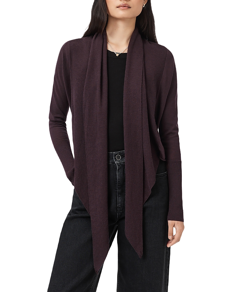 Allsaints Womens Oxblood Red Wasson Pirate Multi-wear Merino-wool Cardigan In Burgundy