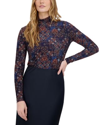 Printed Mock Neck Top 