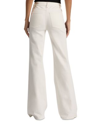 High Rise Embroidered Wide Leg Jeans in Off White Black
