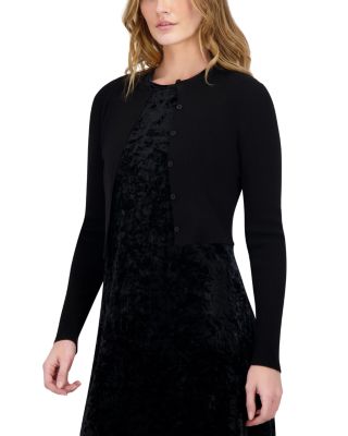 Knit Crewneck Cropped Cardigan Sweater