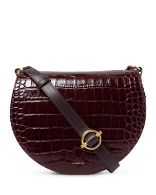 Kate Croc Embossed Leather Saddle Bag
