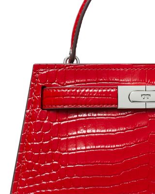 Lee Radziwill Croc Mini Top Handle Bag