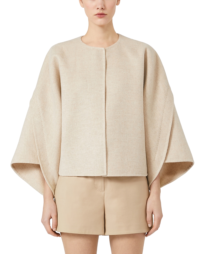 Max Mara Wool Cashmere Cropped Coat In Sand