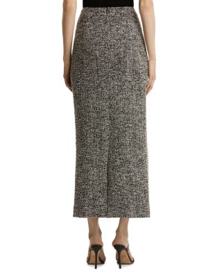 Boucle Jersey Tweed Tailored Midi Skirt