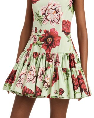 Peony Print Sleeveless Dress