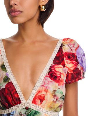 Lara Deep V Neck Lace Trim Mini Dress