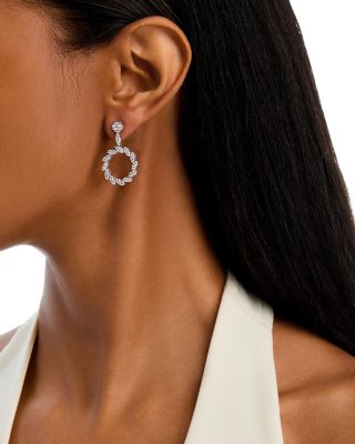 18K White Gold Diamond Marquesa Small Swirl Drop Earrings