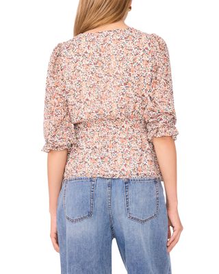 Floral Print Smocked Waist Top