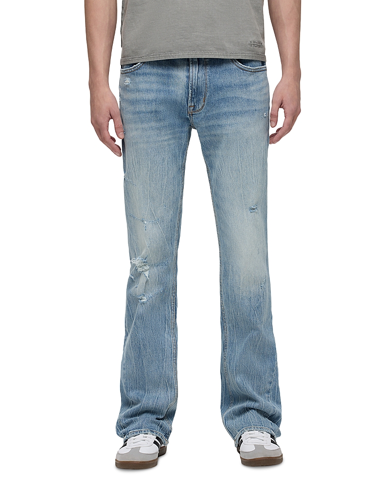 Hudson Walker Kick Flare Distressed Jeans In Resort Blue In Blue