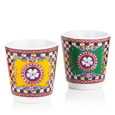 D&G Porcelain Espresso Cups and Stirrers, Set of 2