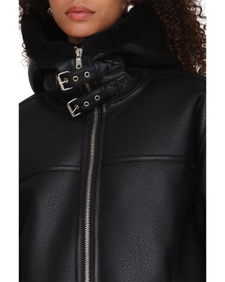 Faux Shearling Hooded Coat