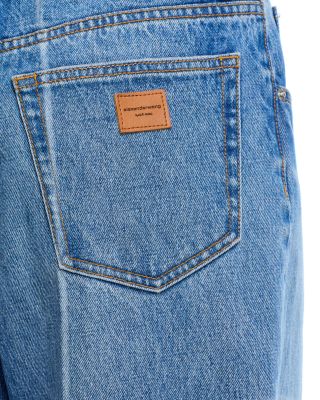 Cropped Denim Button Down Jacket & Faded Straight Leg Jeans