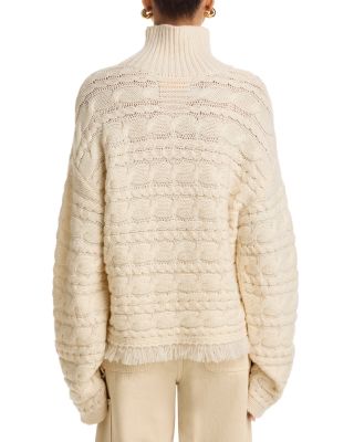 Wool & Cashmere Cropped Cable Turtleneck 