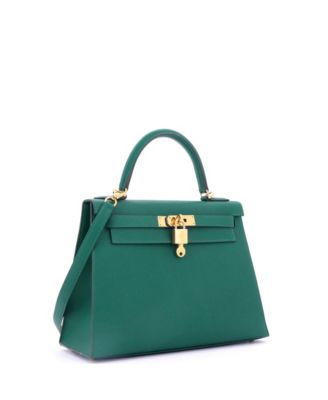 Kelly 28 Handbag Green Epsom with Gold Hardware
