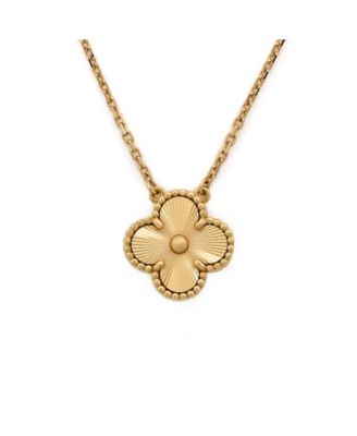 Vintage Alhambra Pendant Necklace Guilloche 18K Gold