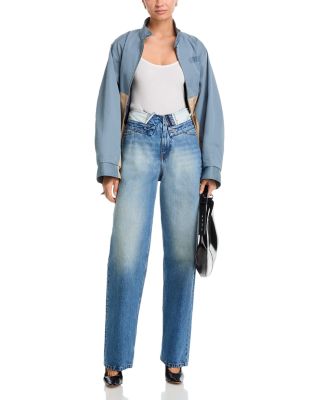 High Rise Straight Leg Jeans in Light Blue