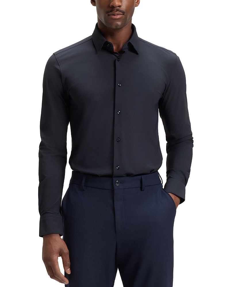 Hugo Boss Hank Slim Fit Stretch Button-front Shirt In Blue