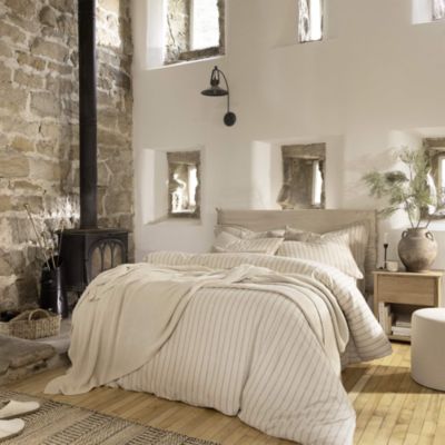 Flannel Marl Stripe Brushed Cotton Duvet Set