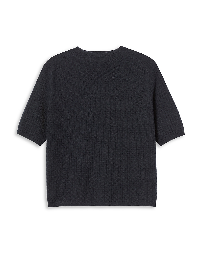 Lafayette 148 Cashmere Basket Stitch Saddle Funnel Neck Sweater In Black
