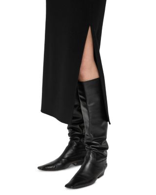 High Waisted Wool Blend Midi Skirt  