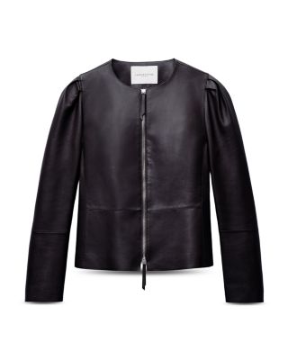 Puff Sleeve Slim Leather Jacket
