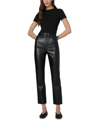 The Lyra Slim Faux Leather Jeans in Black