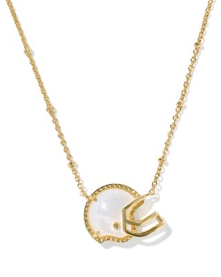 Football Helmet 14K Gold Plated Pendant Necklace, 16-19"