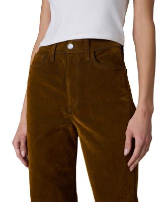 The Mia Wide Leg Flocked Jeans in Bronze Brown