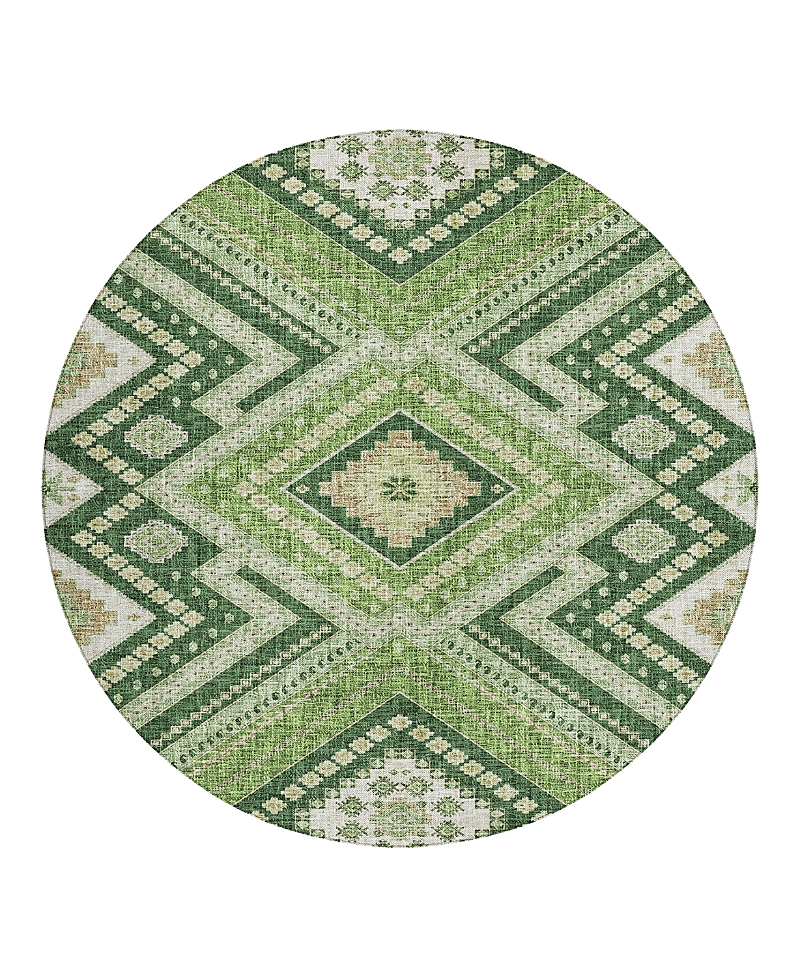 Dalyn Rug Company Dalyn Portico Washable Po5 Round Area Rug, 8' X 8' In Green