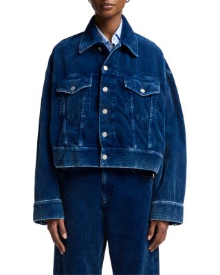 Oli Oversized Fit Cropped Corduroy Trucker Jacket in Oxnard