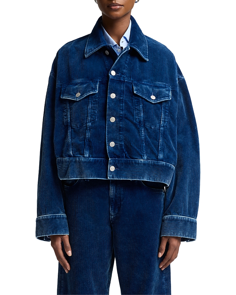 7 For All Mankind Oli Oversized Fit Cropped Corduroy Trucker Jacket In Oxnard