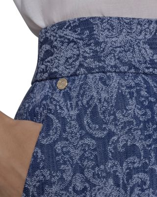Jacquard Motif High Rise Jeans in Medium Blue