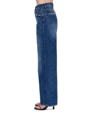 Tate High Rise Bowed Wide Leg Jeans in Fulton