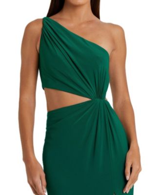 One Shoulder Ruched Cut Out Jersey Gown