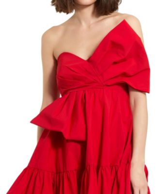 Strapless Faille Twist Bow Mini Dress