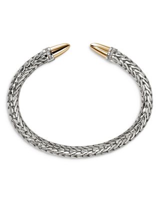 Sterling Silver & 14K Yellow Gold Diamond Spear 50 Flex Cuff, 0.25 tcw