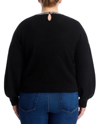100% Cashmere Crystal Trim Crewneck Sweater - Exclusive