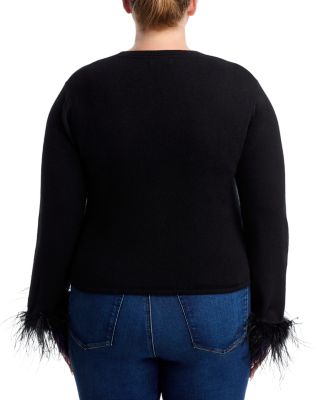 100% Cashmere Feather Trim Crewneck Sweater - Exclusive
