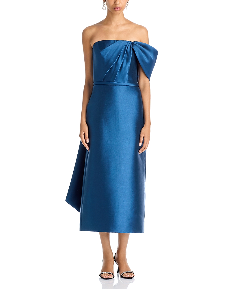 Amsale Bow Shoulder Midi Dress