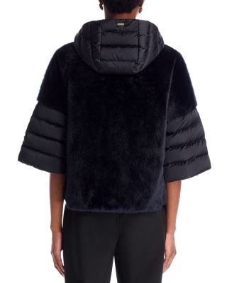 Satin Short Sleeve Faux Fur Jacket