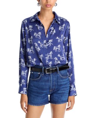 AQUA - Horse Print Relaxed Shirt -Exclusive