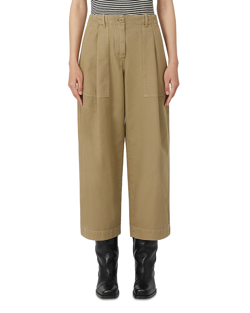 Weekend Max Mara Vista Crop Cotton Wide Leg Pants In Brown