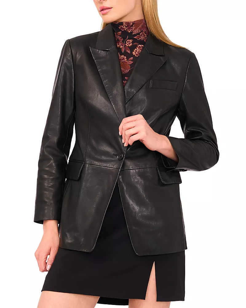 Ted Baker Leather Single Breasted Blazer