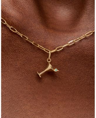  Solid Gold Martini Charm Necklace