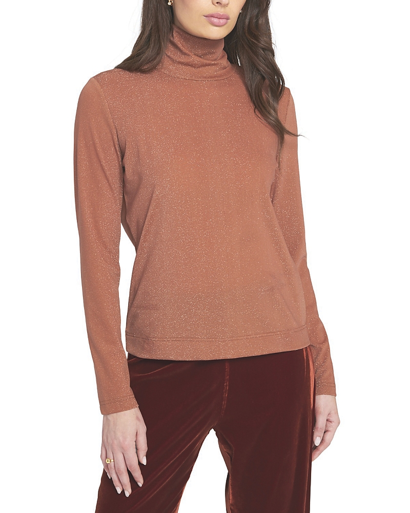 Elle Collection Knit Turtleneck Top In Brown
