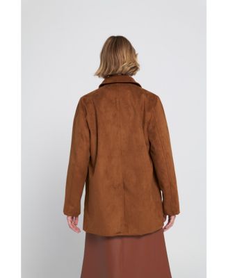 Faux Suede Car Coat