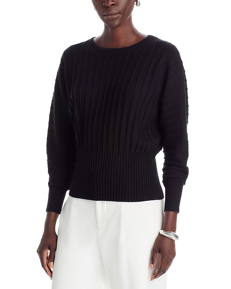T Tahari Dolman Sleeve Ribbed Sweater In Black